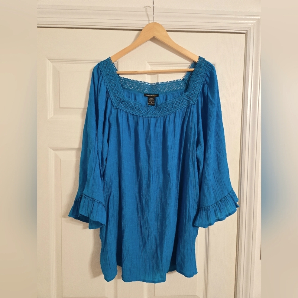 Robert Louis women's Blue Boho Blouse Lightweight Size 3X